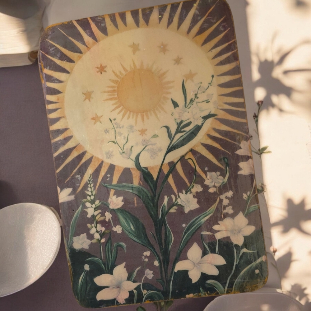 Sun and Floral Wood Trivet
